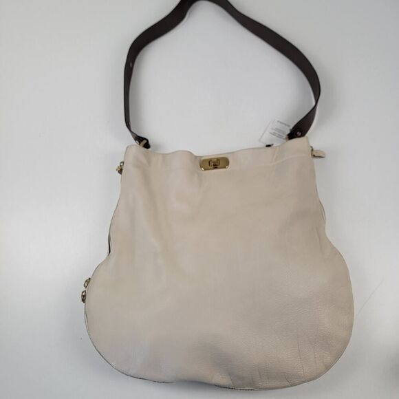 Marni Hobo Cream Leather Extra Large Shoulder Bag Purse Crossbody - Picture 1 of 16